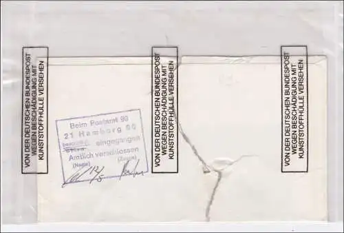 Hamburg 1975 Briefmarkenausstellung. Brief zerissen und Amtlich verschlossen