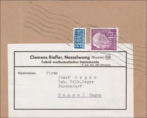 Ausschnitt schwere Briefsendung 21-250g, von Nesselwang