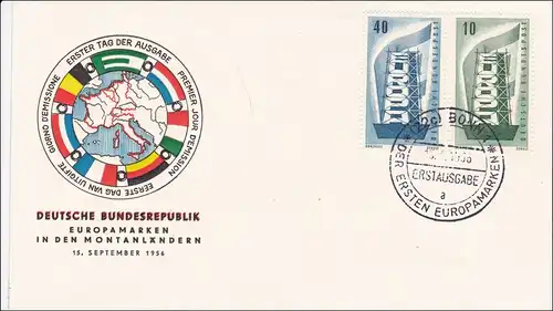 FDC Marques européennes 1956. .