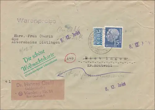 échantillon de produits Dietingen vers Wamberg 1954