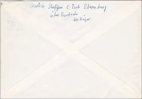 Lettre de Obernburg sur Korbach 1960 à Aurich