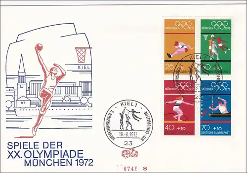 Olympiade de Munich 1972, première édition Kiel FDC
