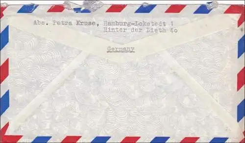 Lettre postale aérienne de Hambourg au Canada. .