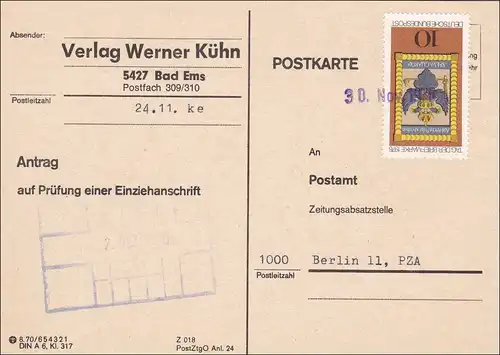 Carte postale - Examen d'une adresse d ' importation 1976 - Francais individuel Mi n° 903