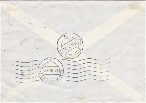 Lettre d'Eilbotenschrift de Munich à Nuremberg 1956