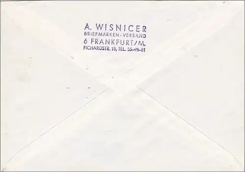 Lettre recommandé de Francfort-sur-le-Main à Hambourg - Eckrandmarke