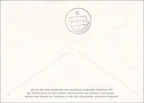 Affaire entière: Lettre du courrier allemand 1975 Hapag-Lloyd