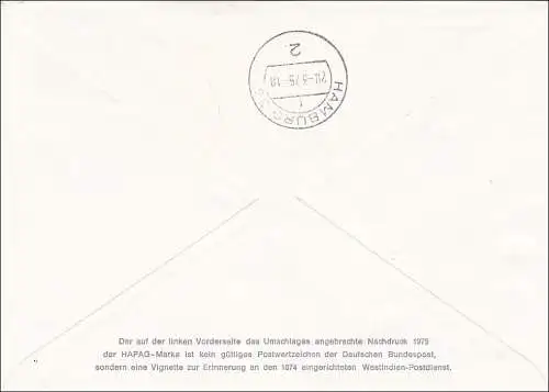 Affaire entière: Lettre du courrier allemand 1975 Hapag-Lloyd