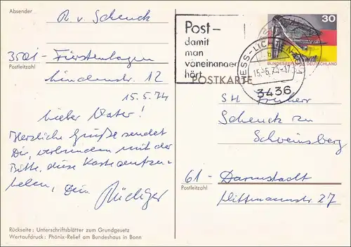Entier: En entier 1975 par Hessisch Lichtenau vers Darmstadt