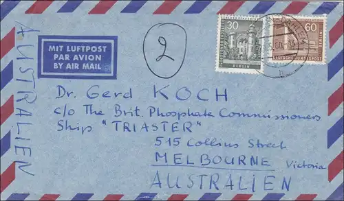 Lufptost Brief nach Australien 1960