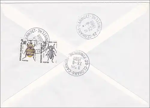 Lettre 1988 vers la France - Après-porto - Scarabées