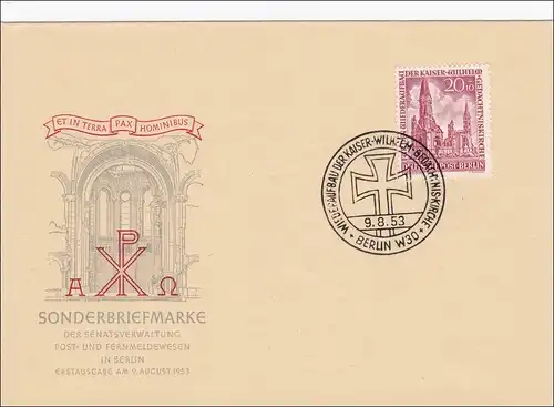 Brief 1953 als FDC Kaiser-Wilhelm Gedächtniskirche