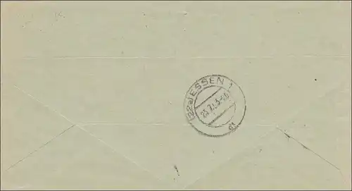 Lettre recommandé 1953 à Düsseldorf - Sous-Renard, MeF