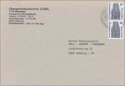 Brief Obergerichtsvollzieher Künzelsau mit Sonderstempel