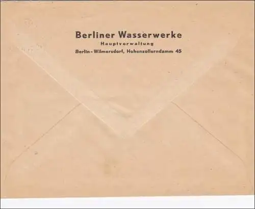 Brief Berliner Wasserwerke 1951 - Werbestempel Berlin