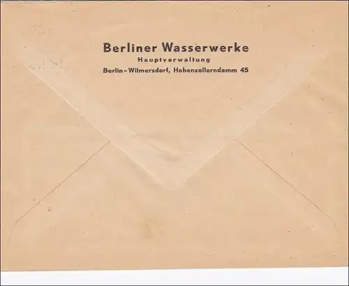 Lettre de Berlin Wasserwerke 1951 - Stamp publicitaire Berlin