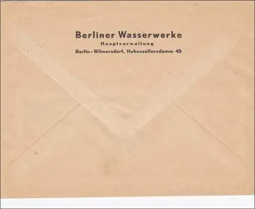 Lettre de Berlin Wasserwerke 1951 - Stamp publicitaire Berlin