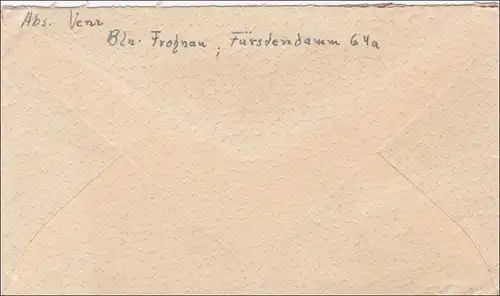 Lettre de 1953 comme courrier aérien vers Niederhausen/Directive sur les eaux usées