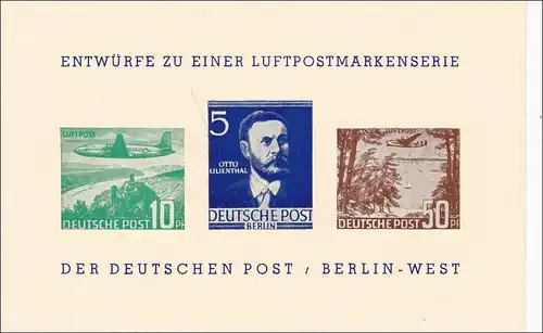Entwürfe zu einer Luftpostmarkenserie der Deutschen Post - Berlin West