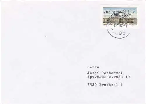 Lettre de Berlin 1987 après rupture - 80 timbre automatique