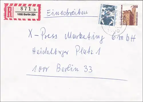 Einschreiben innerhalb von Berlin 1990