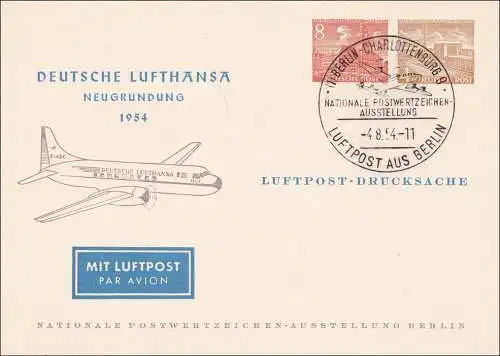 Deutsche Lufthansa 1954 Luftpost Drucksache Briefmarken Ausstellung