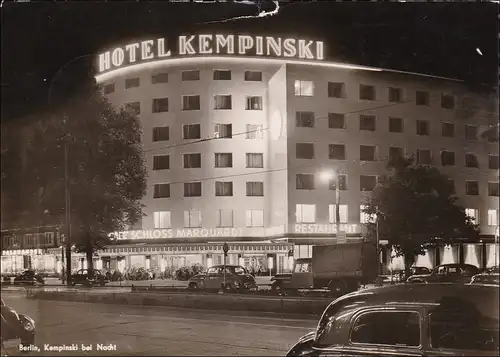 Carte de l'hôtel Kempinski 1954 comme poste aérien vers les États-Unis