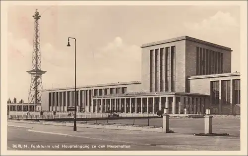 Ansichtskarte 1950 Funkturm /Messehalle mit Sonderstempel Industrie Ausstellung
