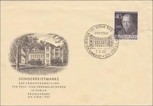 FDC Wilhelm de Humbolt 1953