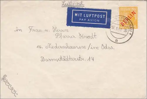 Luftpost 1949 nach Niedernhausen