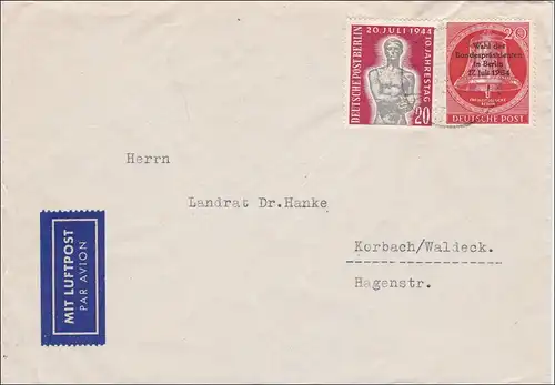 Lettre par Korbach/Waldeck comme courrier aérien