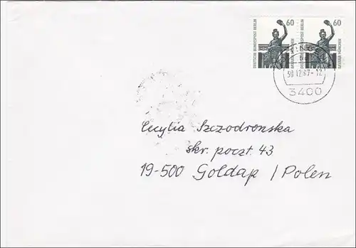 Brief von 1987 nach Polen - waagrechtes Paar