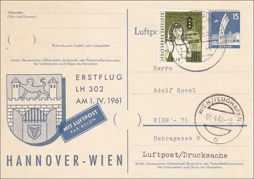 Vols de première ligne LH - Hanovre-Wien 1961