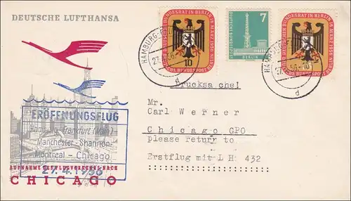 Premier vol Hambourg-Chicago avec Lufthansa 1956