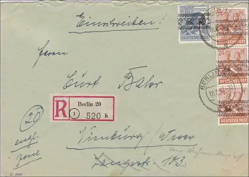 Lettre recommandé après Würzburg 1948.
