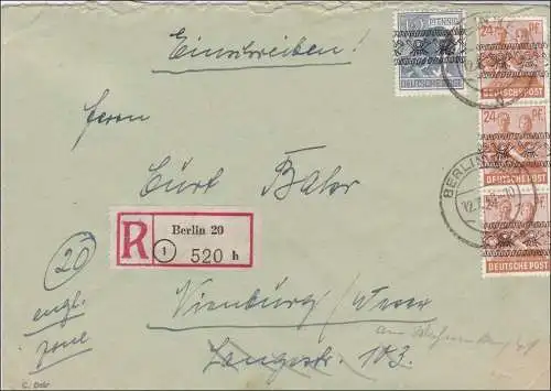 Lettre recommandé après Würzburg 1948.