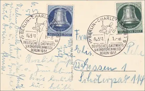 Ansichtskarte Gastwirt- und Konditorenmesse 1951 mit Sonderstempel