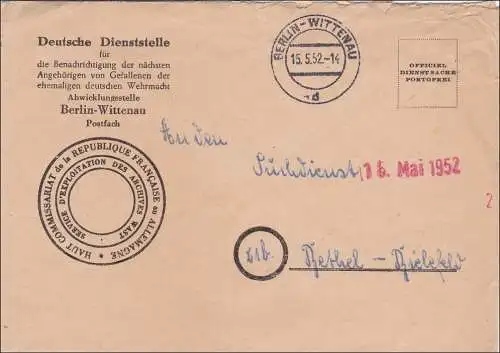 Benachrichtigung der Angehörigen von Gefallenen 1952, Bethel-Bielefeld
