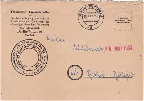Notification aux familles des disparus 1952, Béthel-Bielefeld