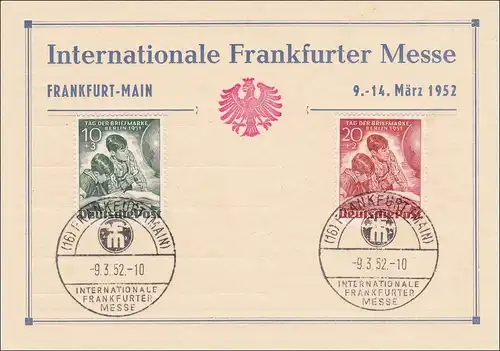Foire de Francfort 1952 avec cachet spécial Journée du timbre