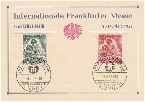 Frankfurter Messe 1952 mit Sonderstempel Tag der Briefmarke