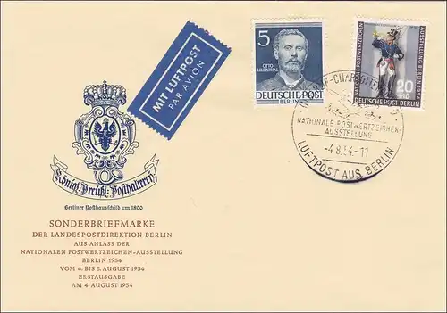 FDC Luftpost aus Berlin Ausstellung 1954