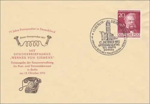 FDC Journée de l'échange en 1952 - Werner von Siemens