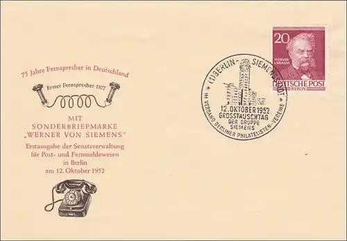 FDC Grosstauschtag - Werner von Siemens 1952