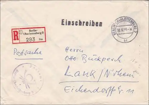 Affaire postale Lettre recommandé 1956 à Lank.