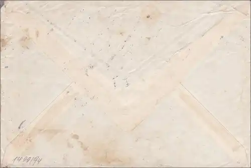 Lettre postale aérienne de Berlin à la France 1952