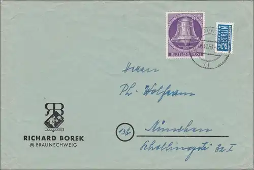 Brief von Braunschweig nach München 1953