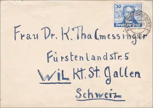 Lettre de Berlin en Suisse en 1949.
