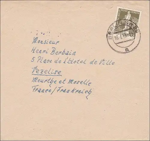 Lettre de Berlin en France en 1949.