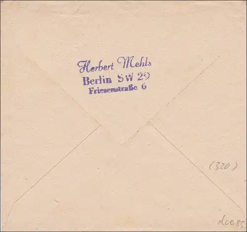 Lettre de Berlin en France en 1949.